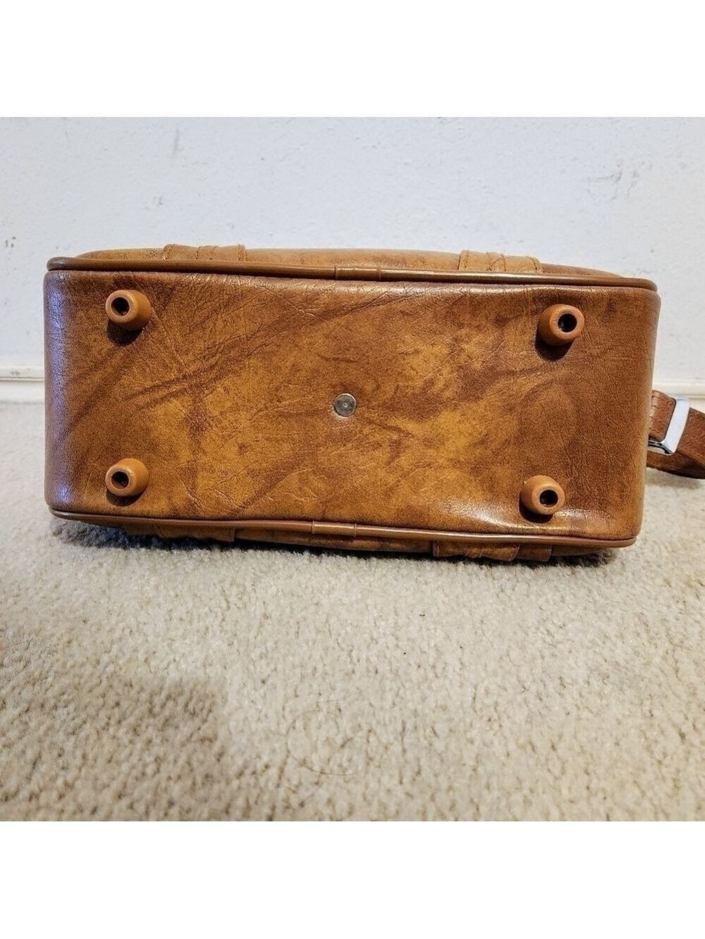 American Tourister Brown Faux Leather Shoulder Bag Vintage - Picture 10 of 13